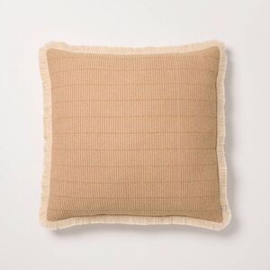 24"x24" Textured Woven Square Toss Pillow Natural  Natural